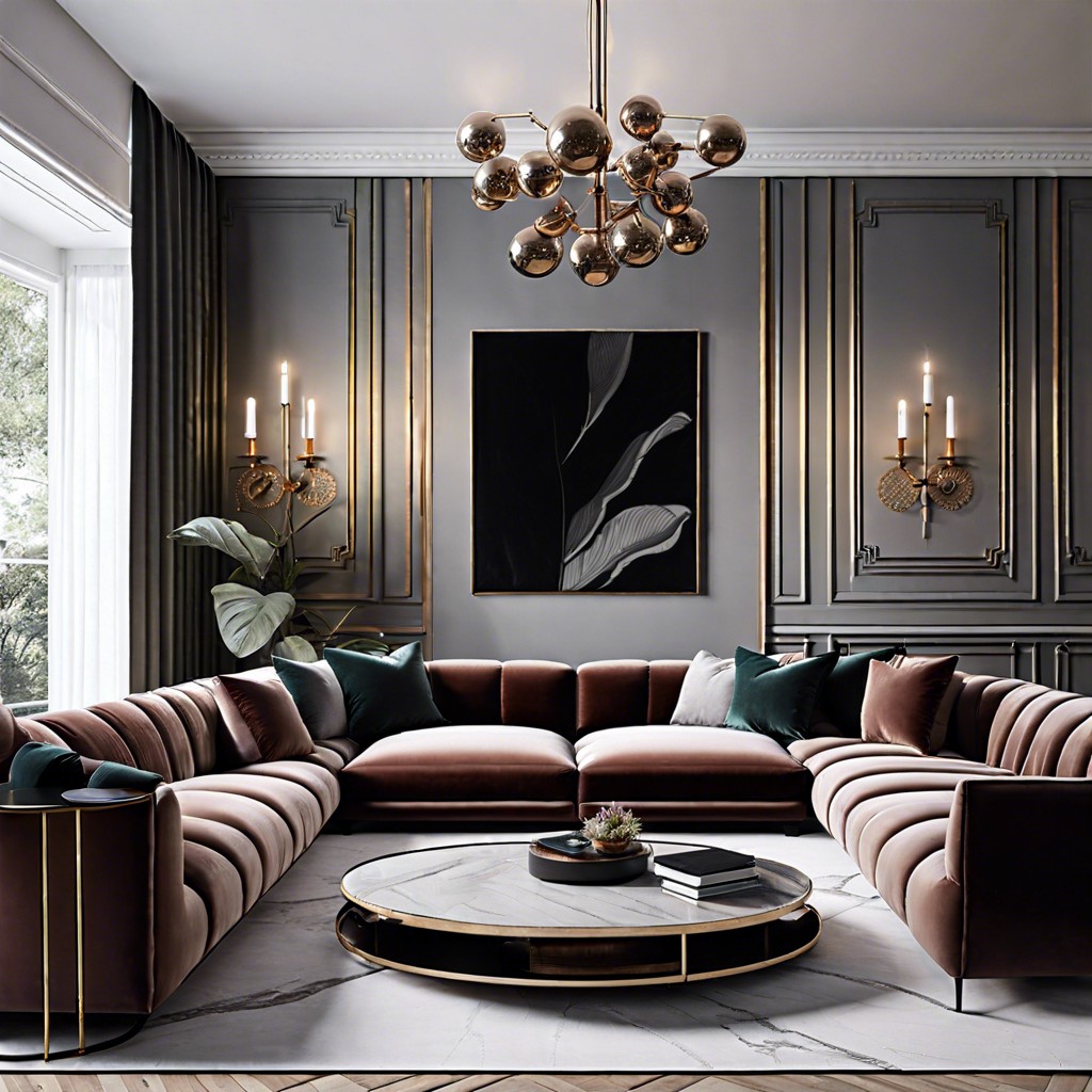 minimalist decor with a statement velvet couch