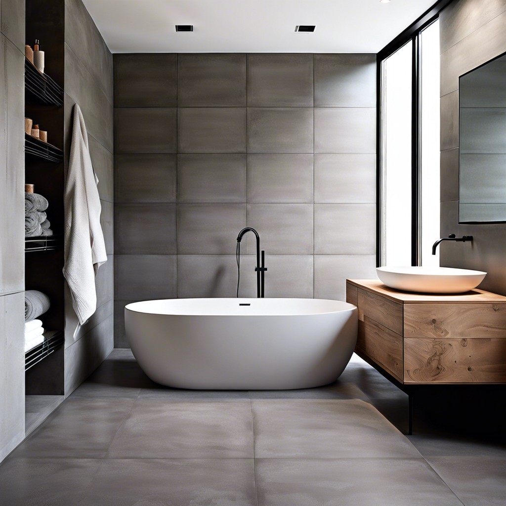 minimalist matte concrete tiles