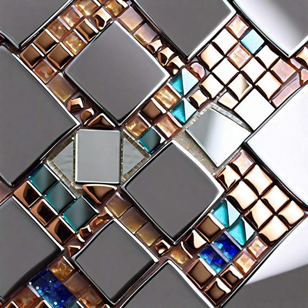 mirror mosaic pieces of mirror mixed with glass tiles for a reflective effect