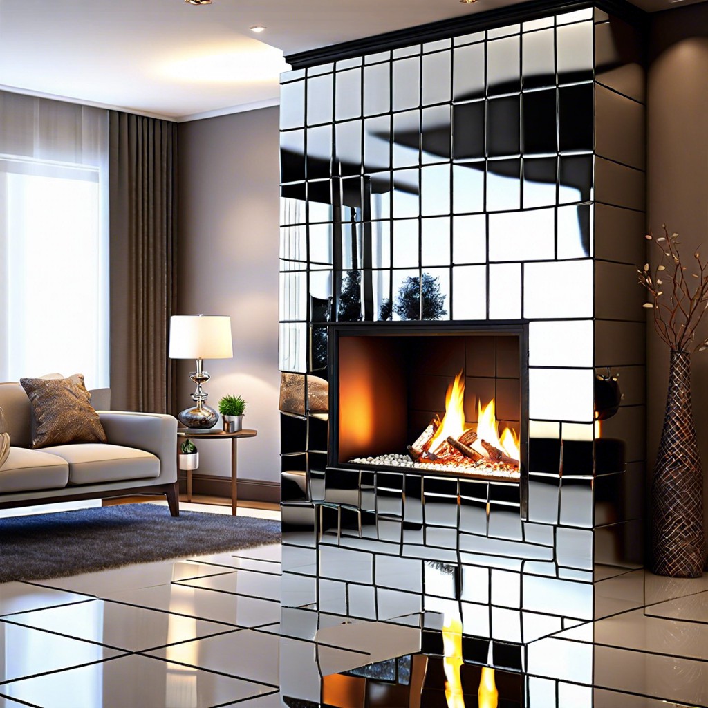 mirror tiles reflective mirror tiles that amplify the light and view of the fire