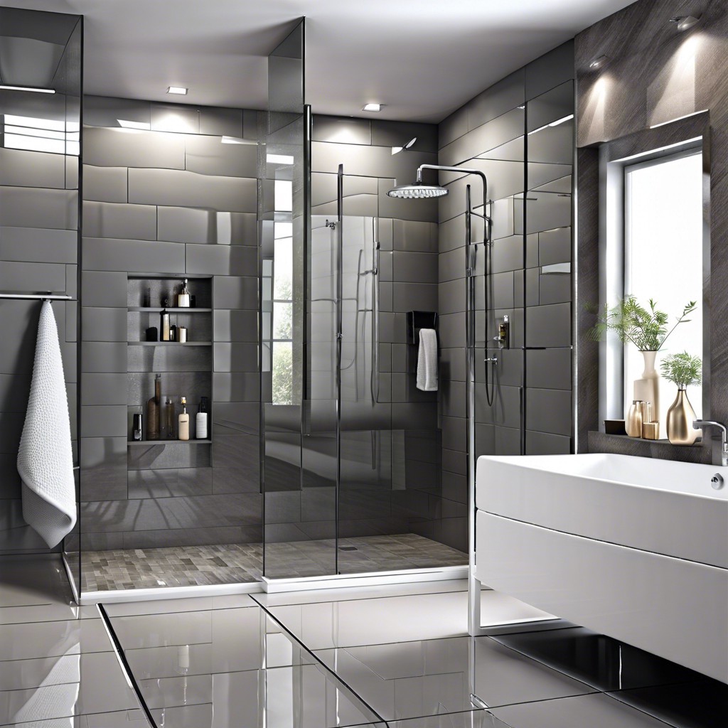 mirror tiles with grey tinting