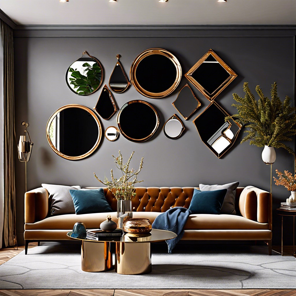 mirror wall decor multiple small mirrors in different shapes