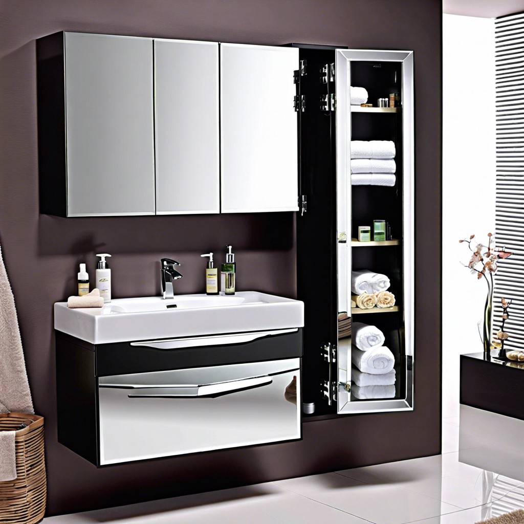 mirrored storage cabinets