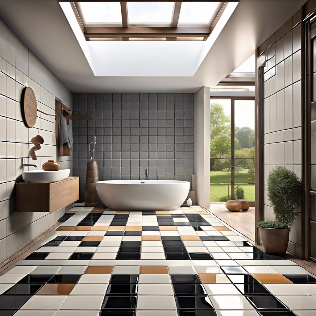 mixed matte and glossy tiles