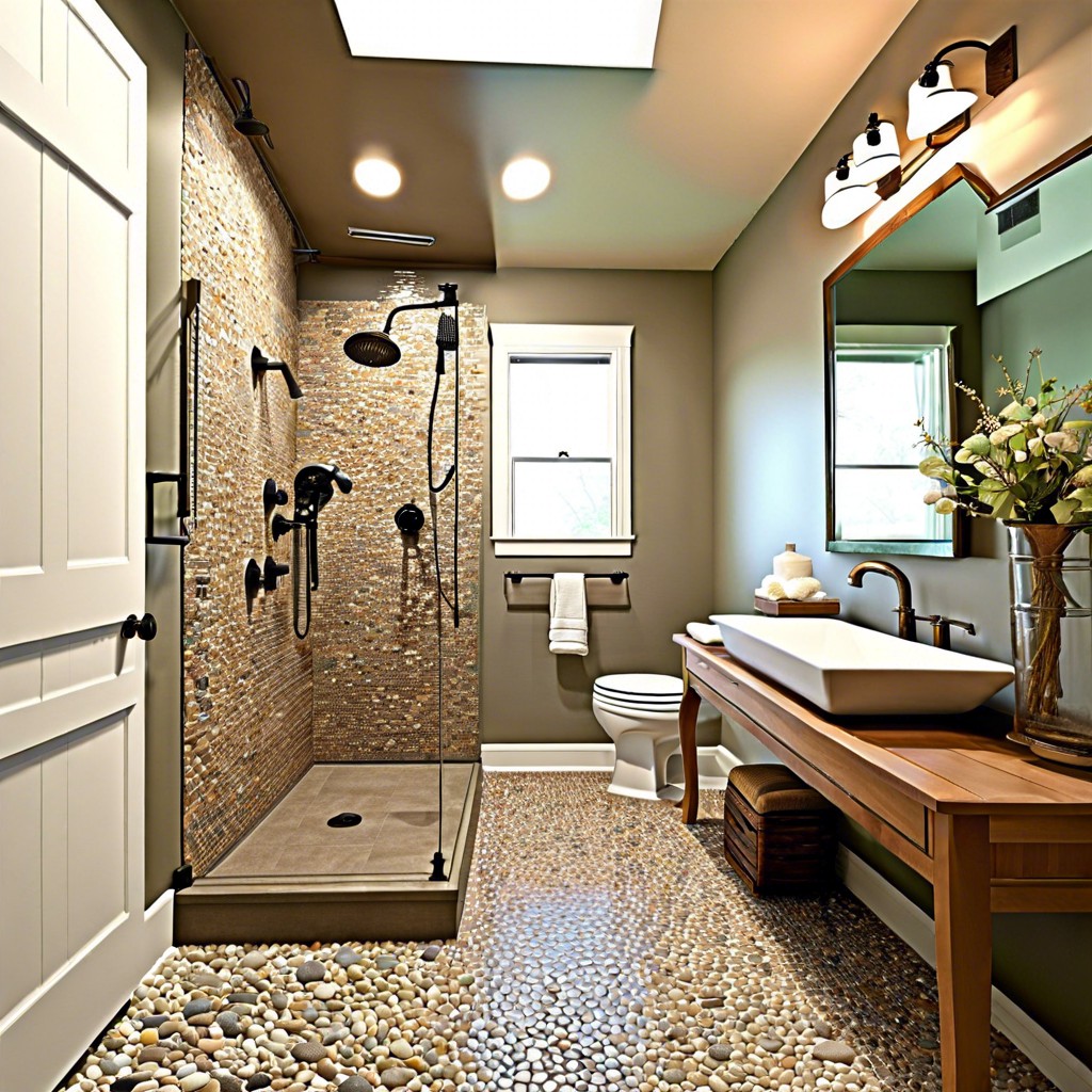 mixed pebble floor tile