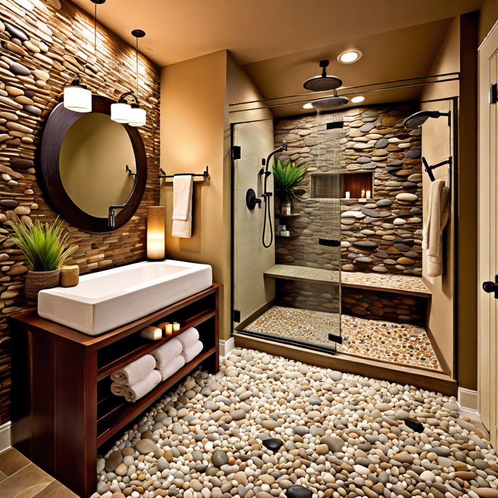 mixed pebble tiles for a spa feel