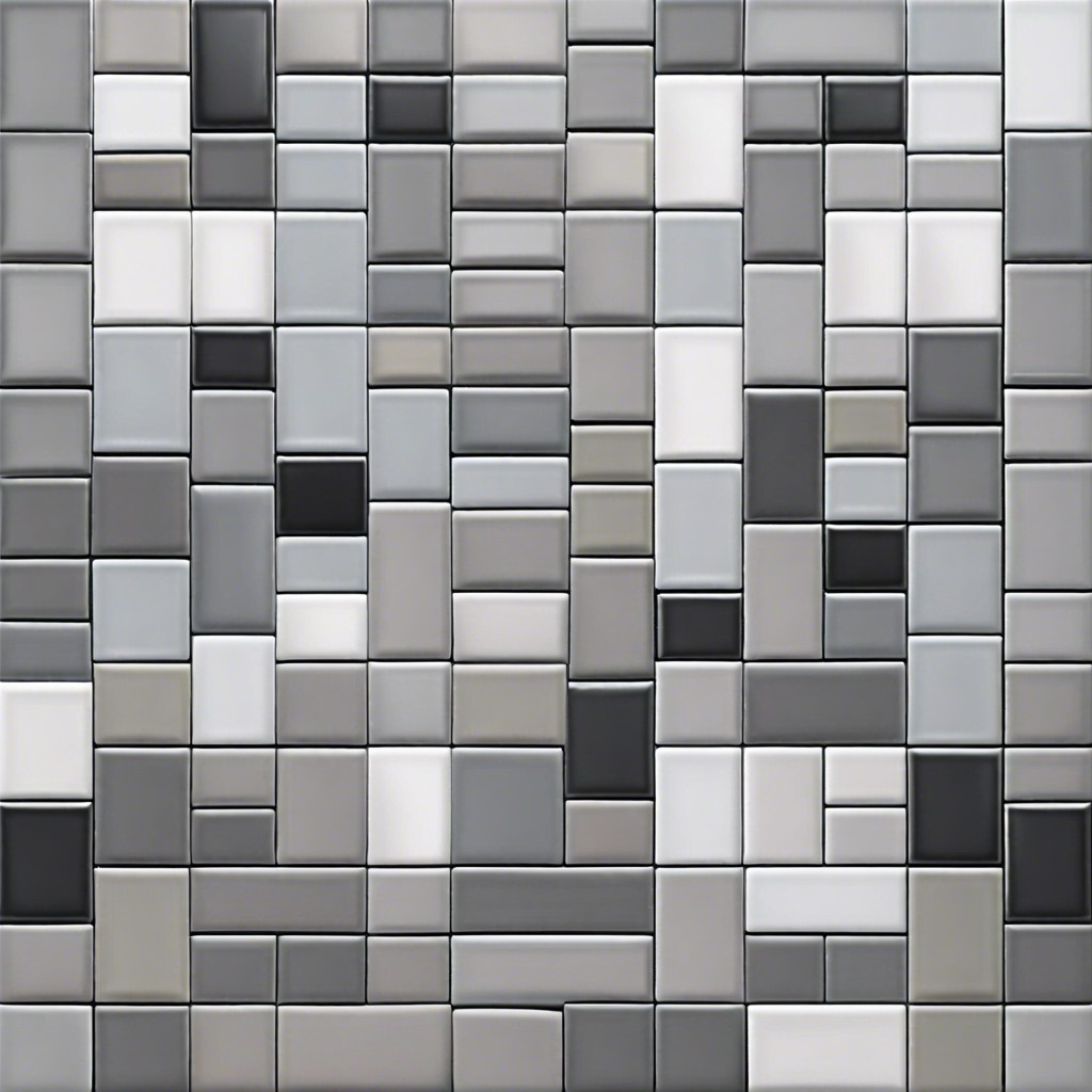 mixed shades of gray mosaic tiles