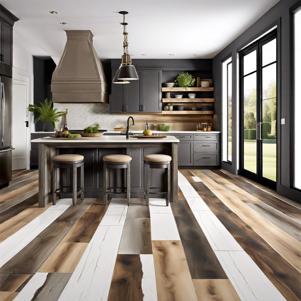 mixed wood look porcelain planks