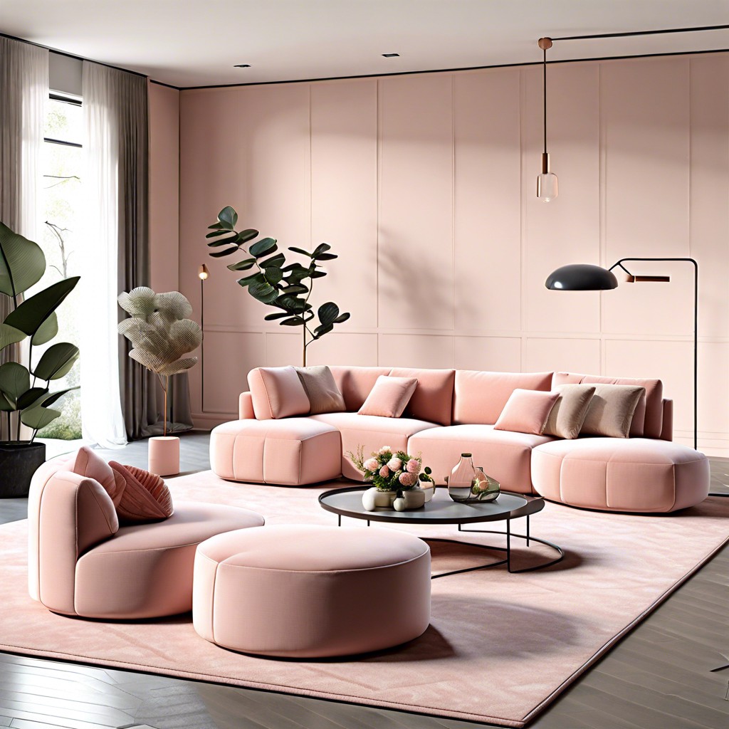 modular blush sofa pieces for custom layouts