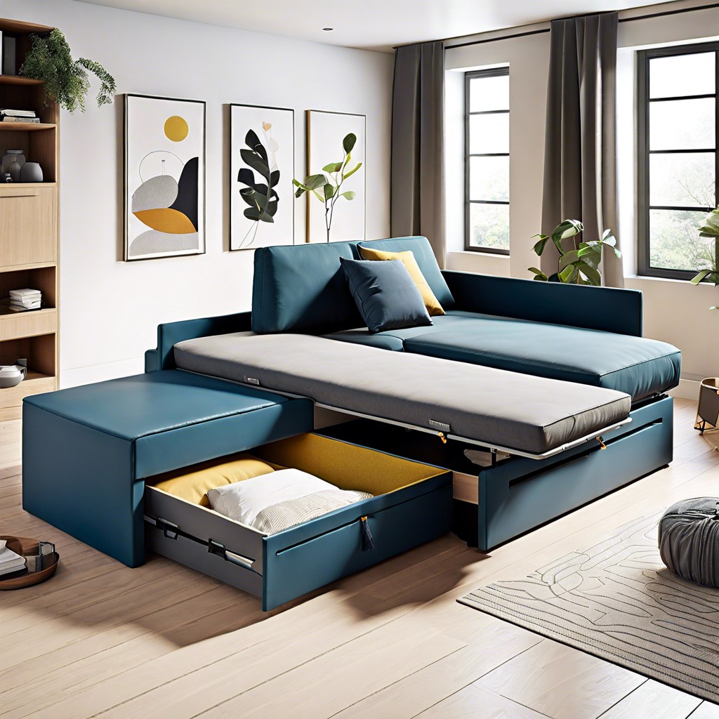 modular sofa bed with storage compartments