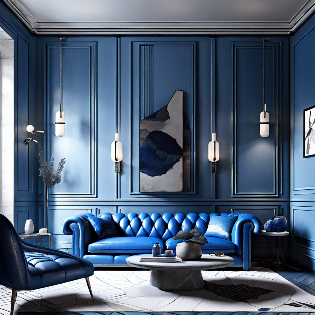 monochrome blue room with varying shades and textures