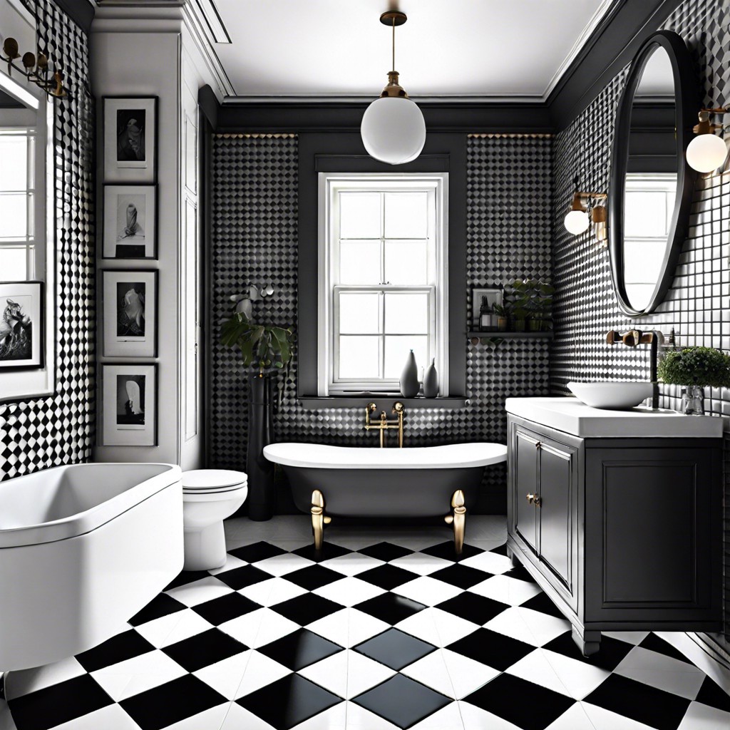 monochrome checkered tiles