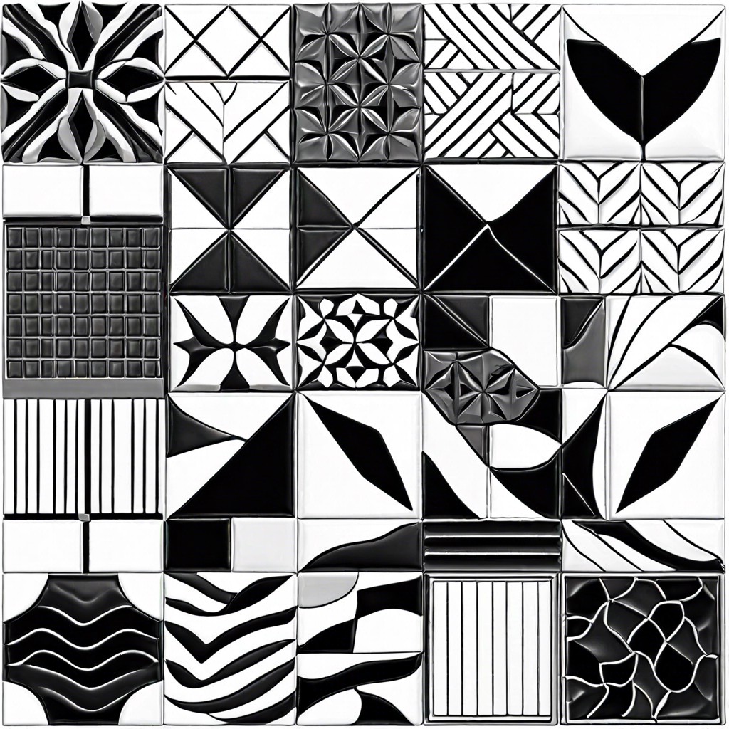 monochrome color palette with mixed tile shapes