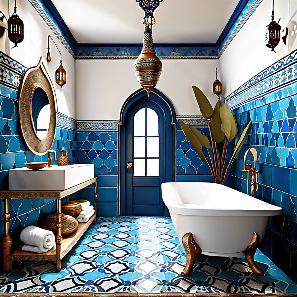 moroccan blue tiles intricate patterns in varying blues