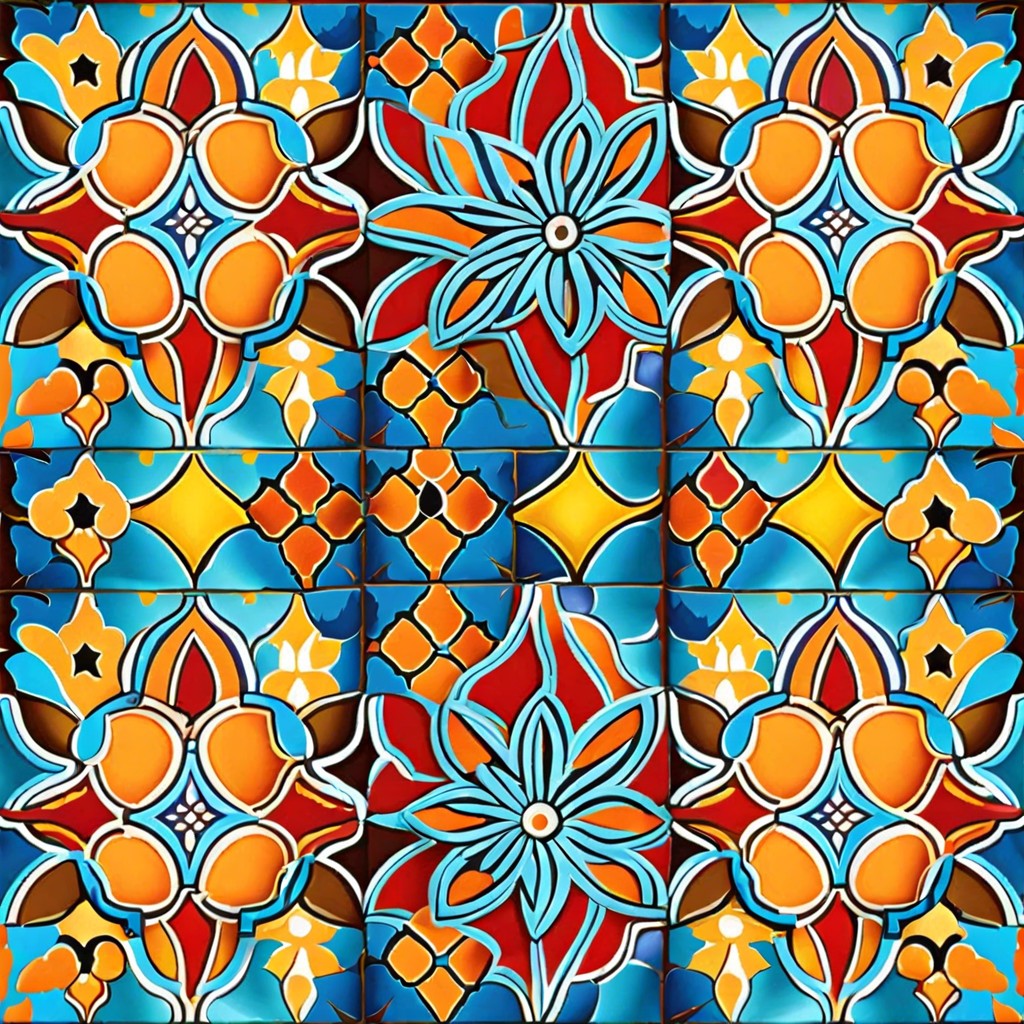 moroccan inspired colorful pattern tiles