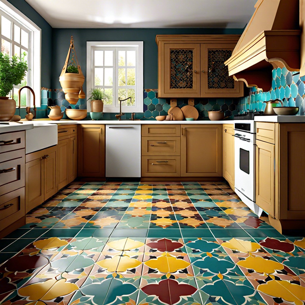 moroccan inspired multicolor tiles