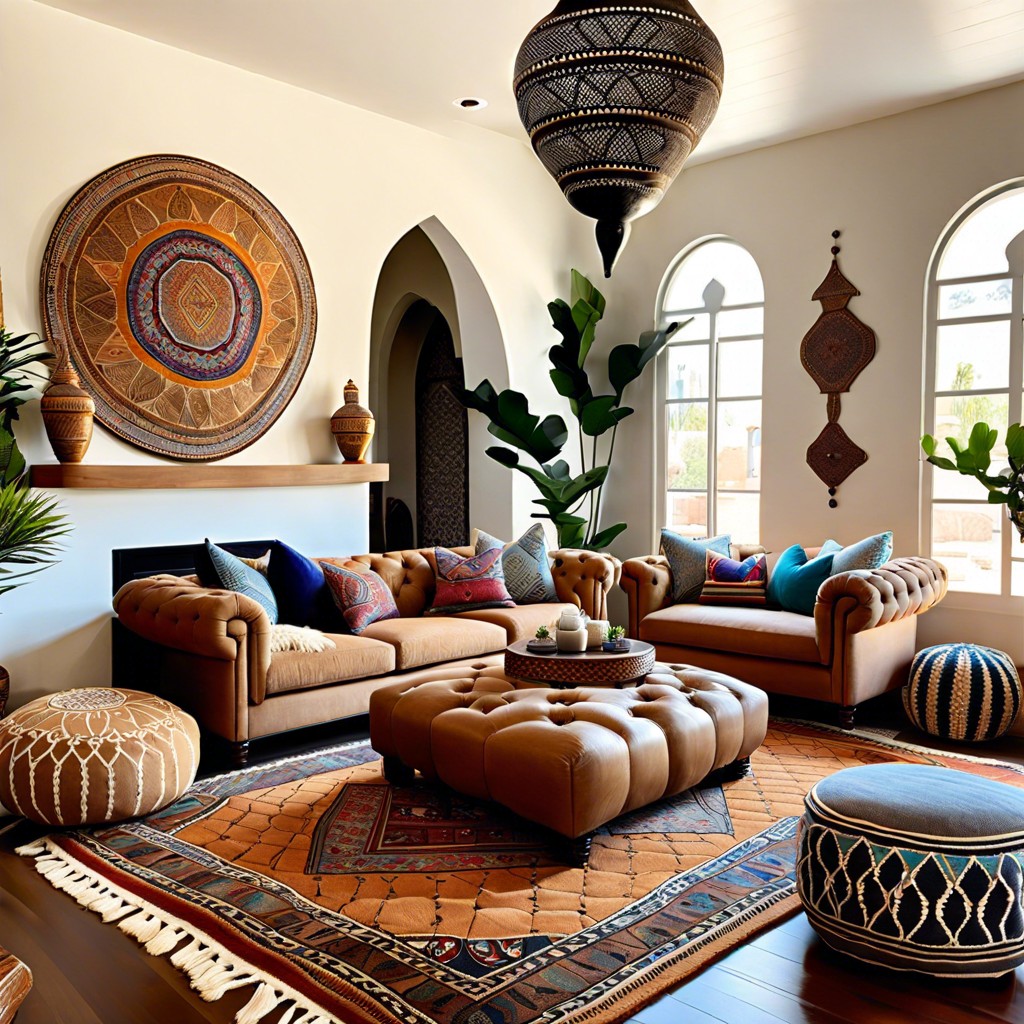 moroccan poufs and rugs
