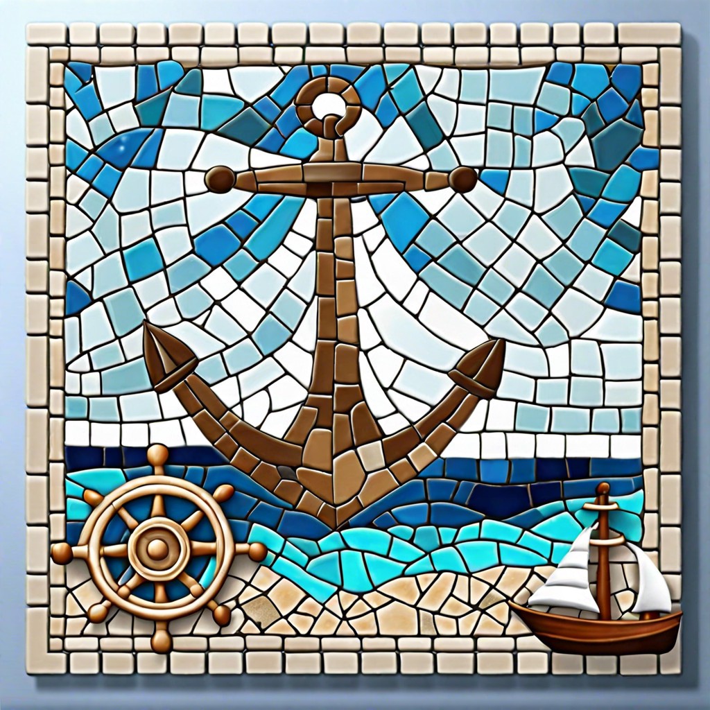 mosaic art featuring a nautical theme