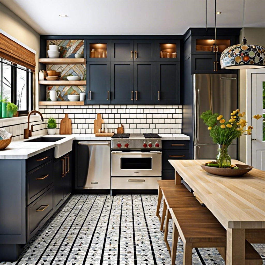 mosaic subway tile inlays