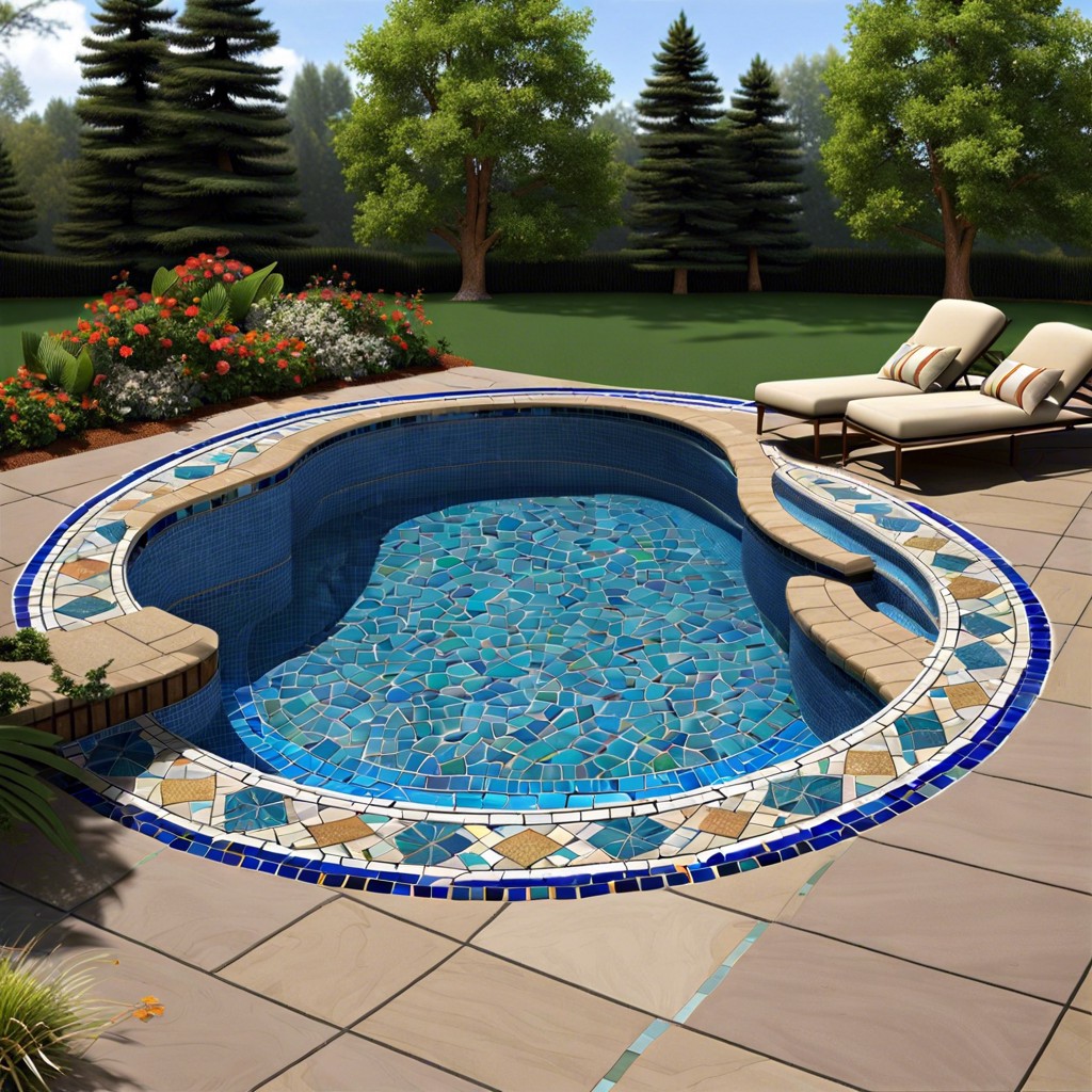 mosaic tile coping with intricate designs