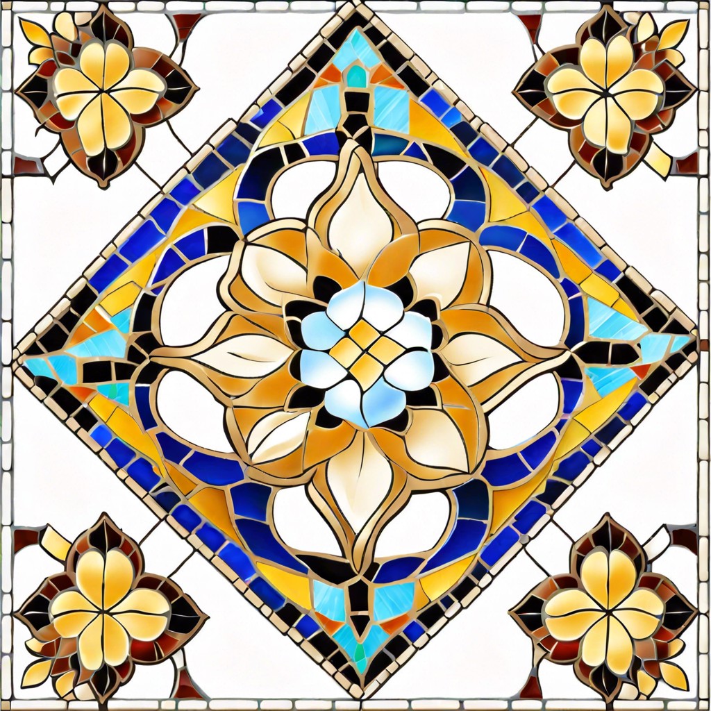 mosaic tile trim in intricate designs