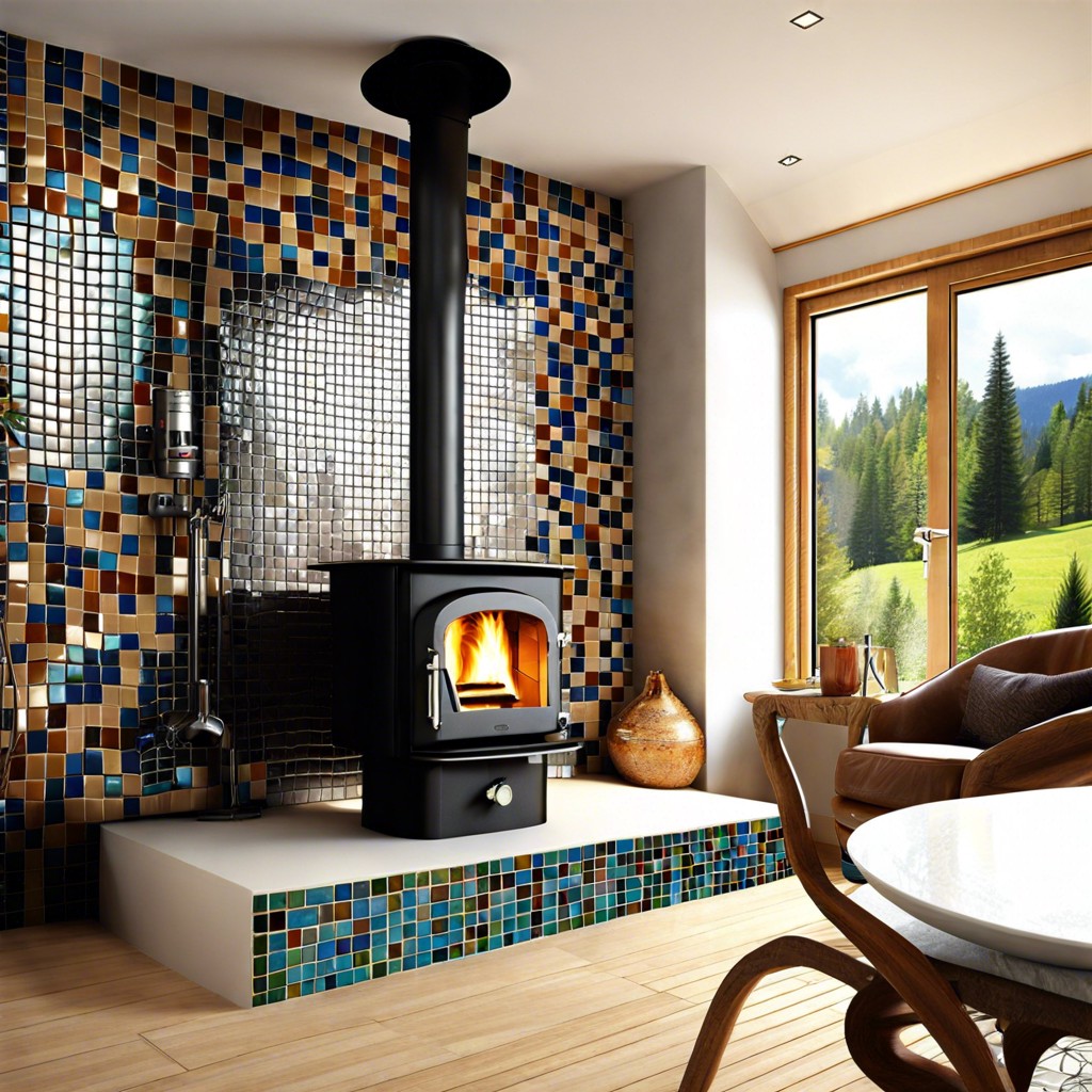 mosaic tiles combining glass and ceramic for a touch of sparkle