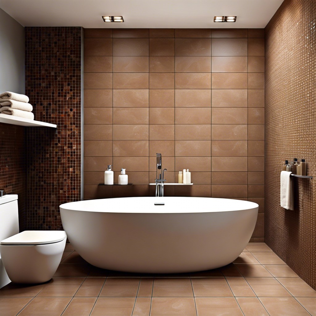 mosaic wonder create an accent wall with small glossy brown mosaic tiles