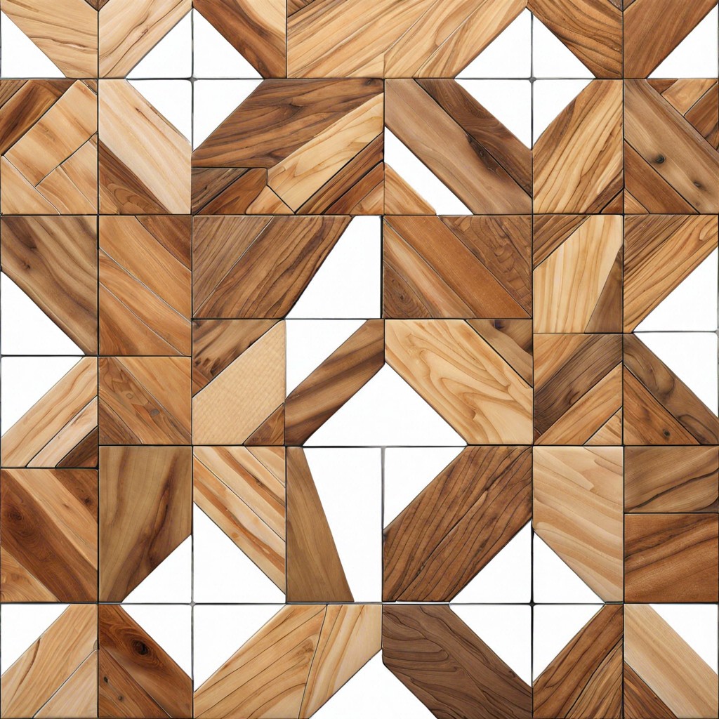 mosaic wood tile insets as accents