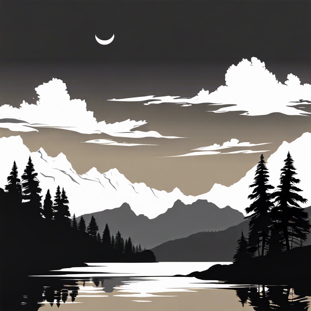 mountain landscape silhouettes