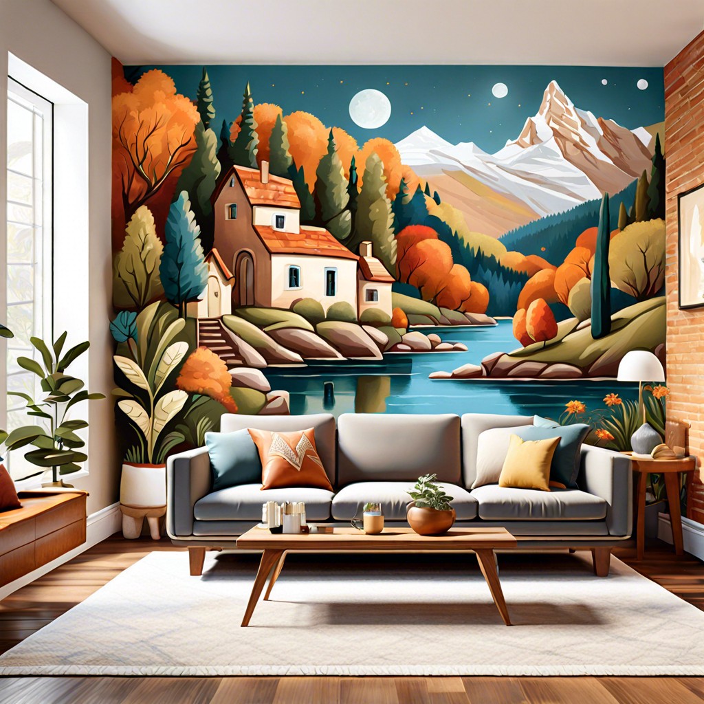mural or hand painted artistic scene