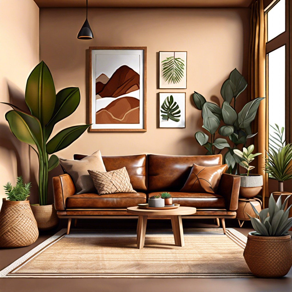 nature inspired earthy tones indoor plants rattan accessories