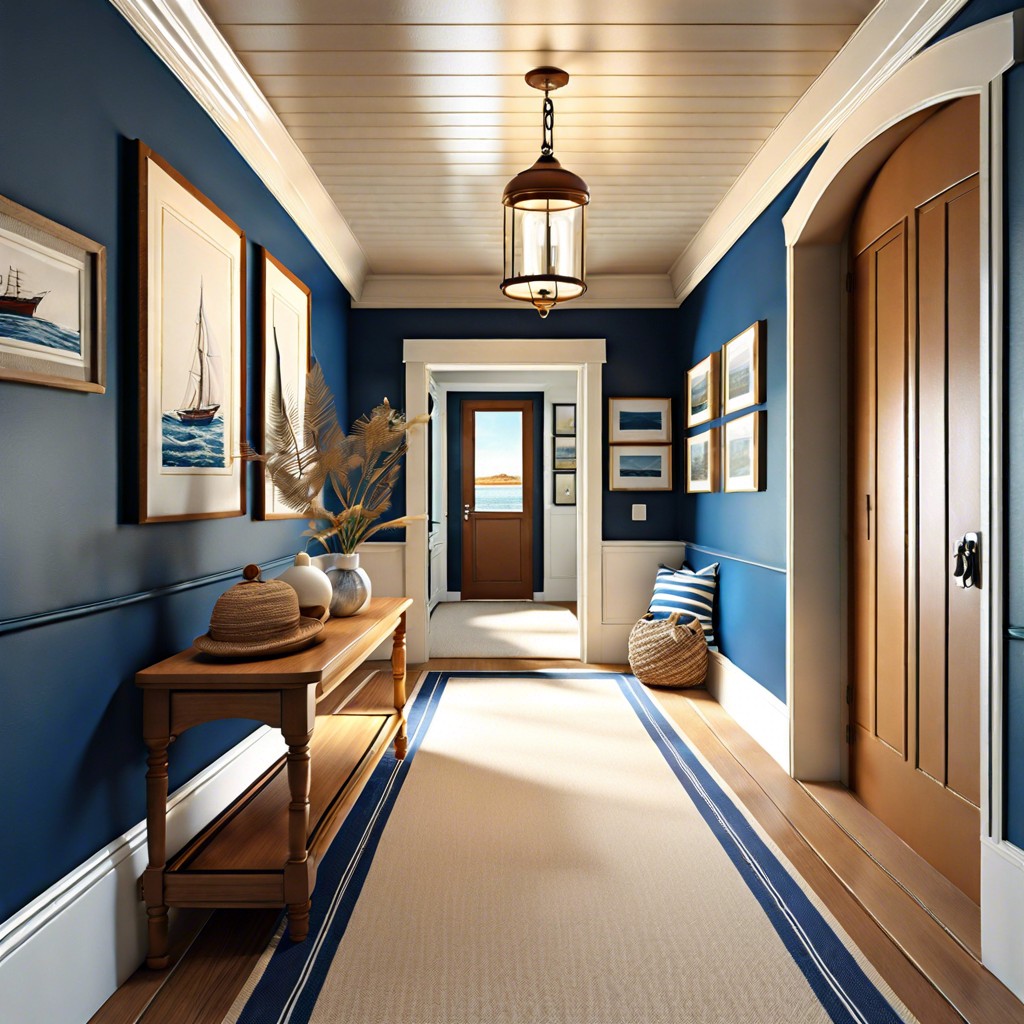 nautical theme with blue and sandy hues