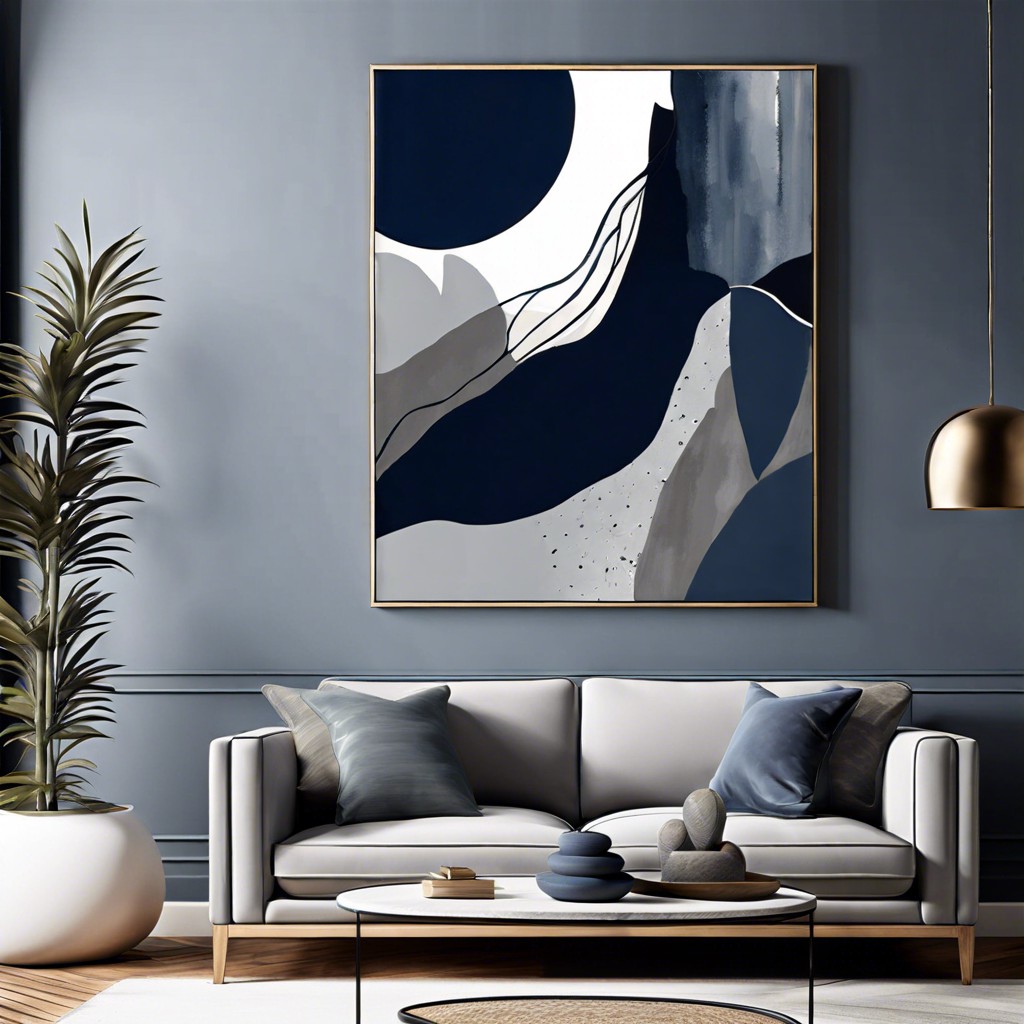 navy blue and grey abstract wall art