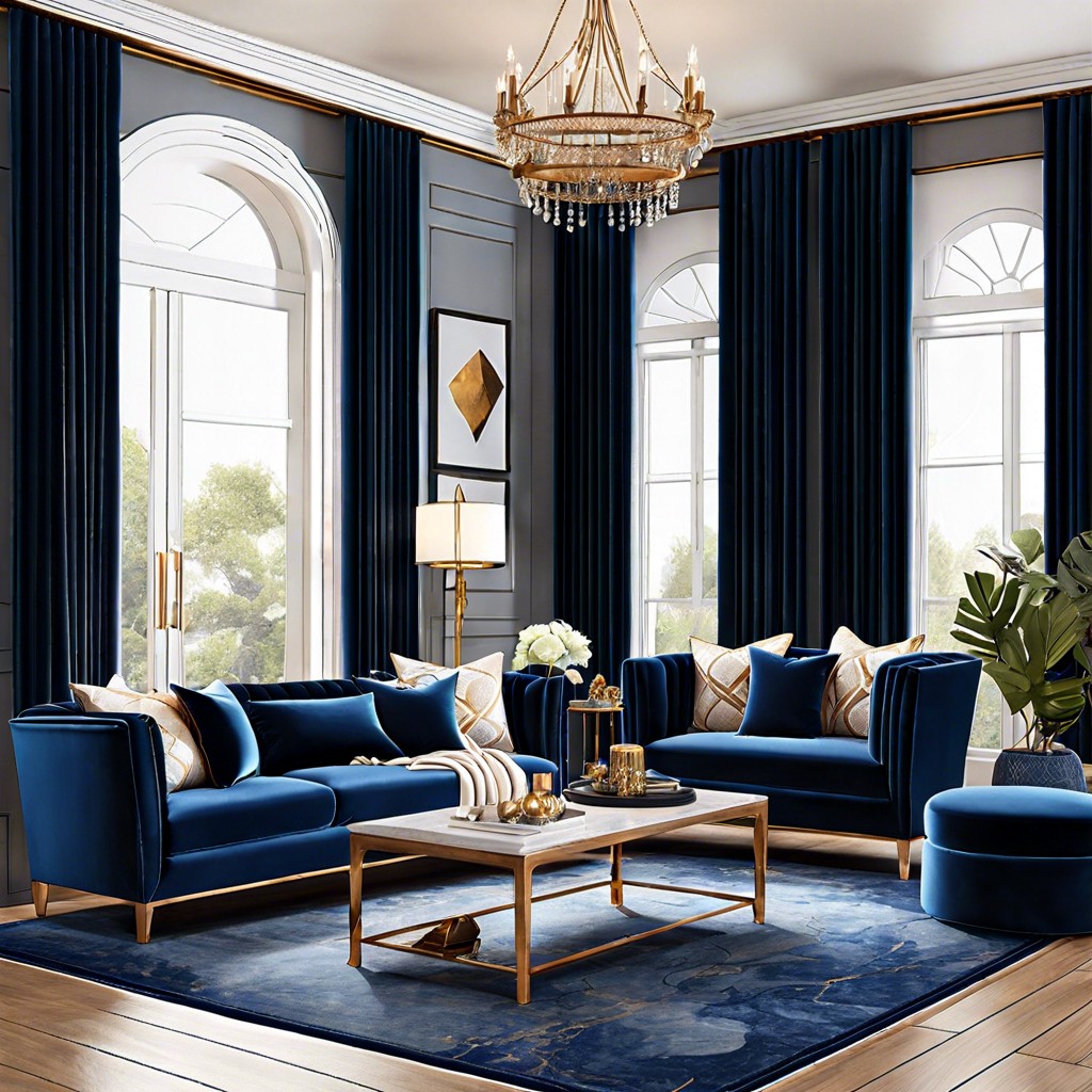 navy blue curtains