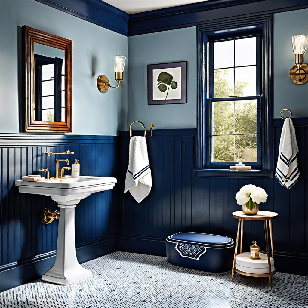 navy blue wainscoting