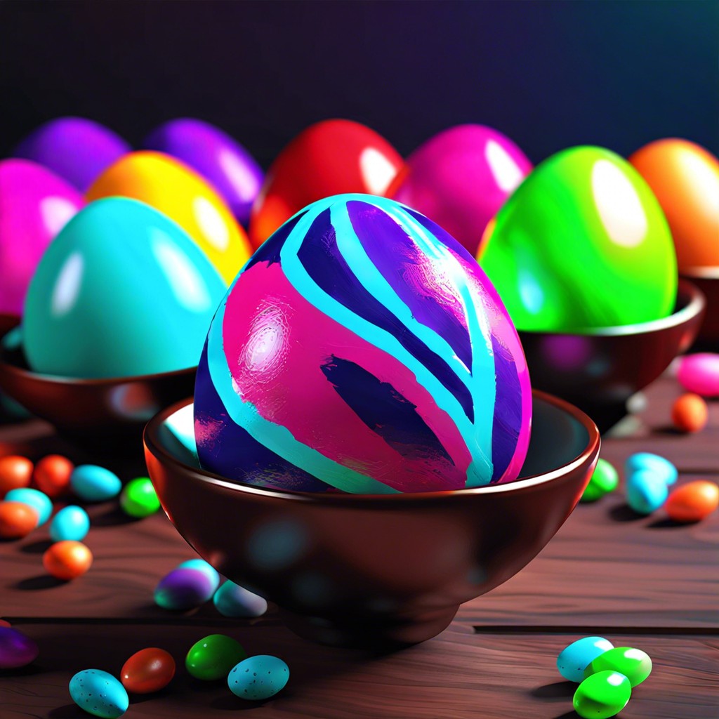 neon eggs use fluorescent paints for brightly colored eggs