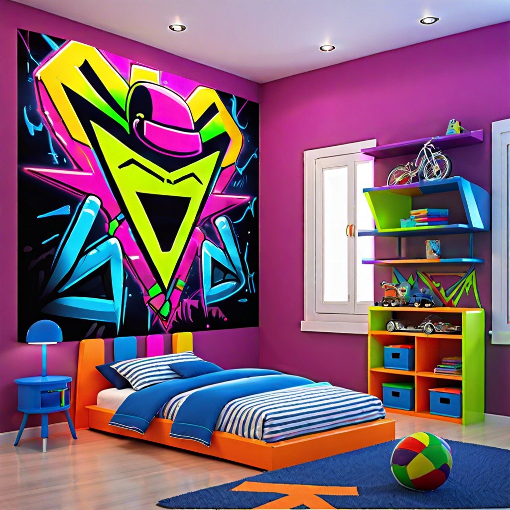 neon graffiti art wall