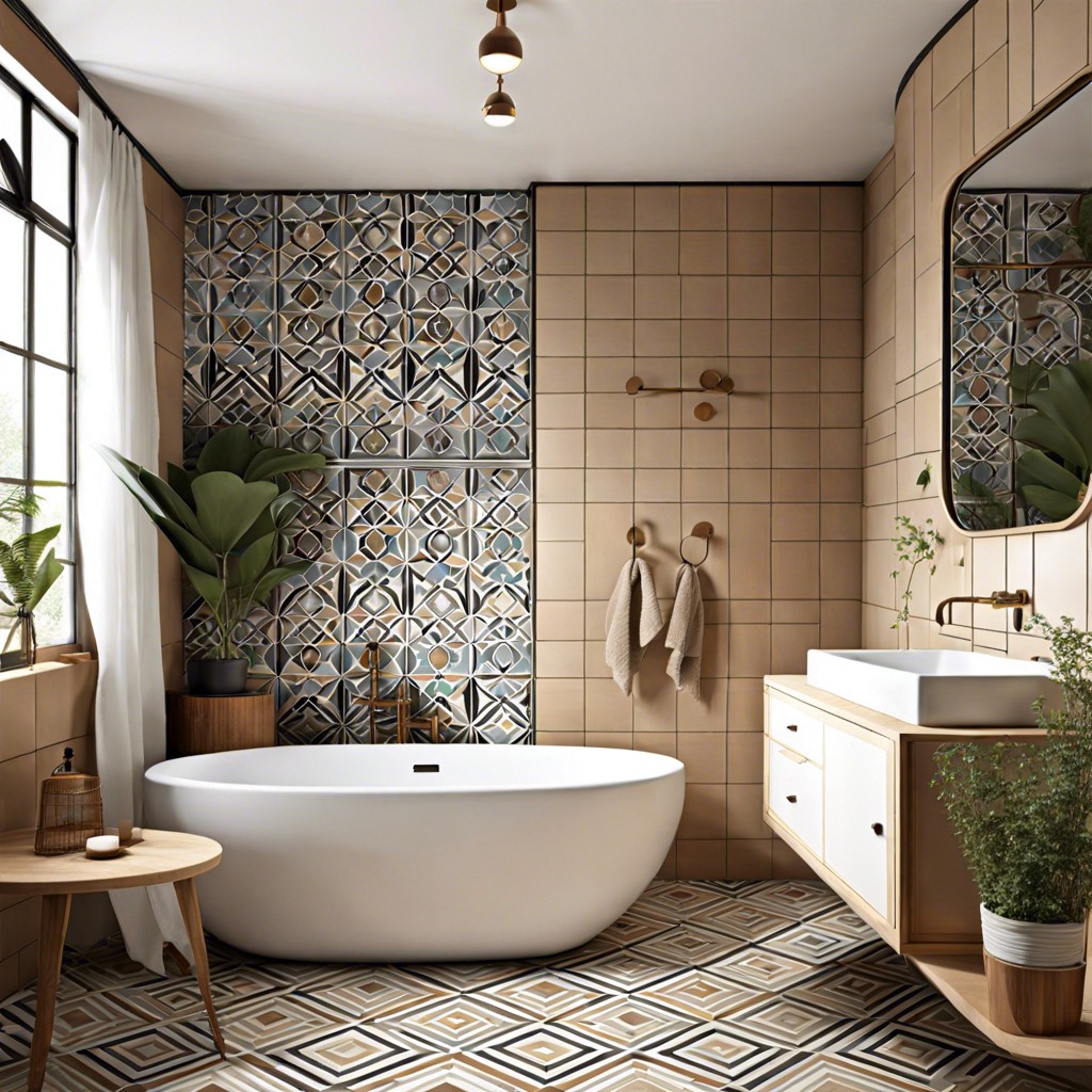 neutral geometric patterned tiles