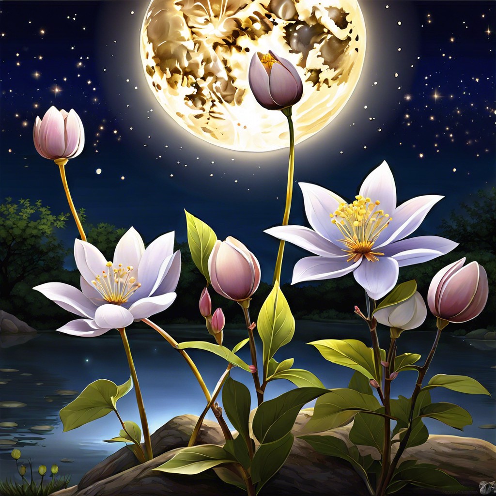 night blooming flowers under moonlight