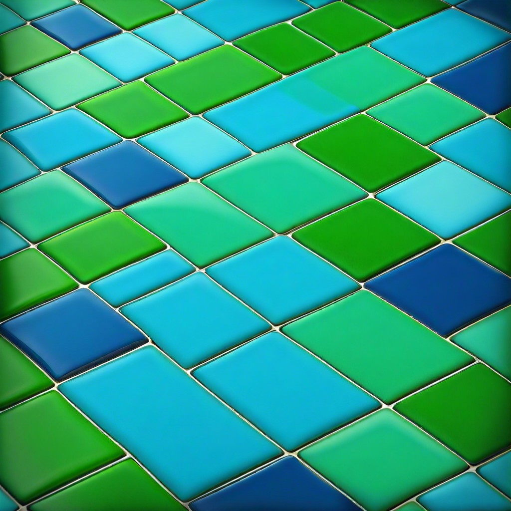 ocean mosaic with shades of blue and green tiles