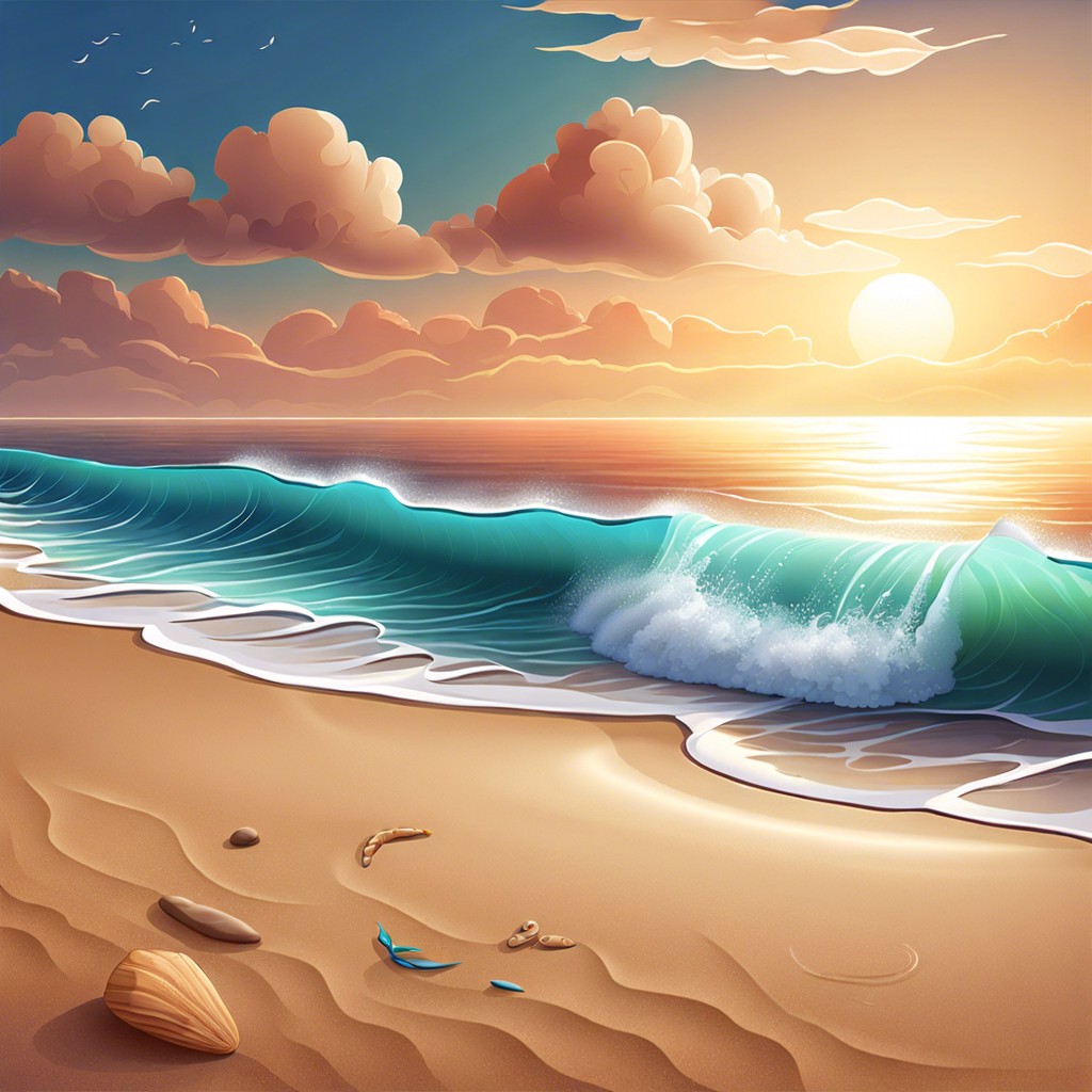 ocean scene with sea sand and sky gradients