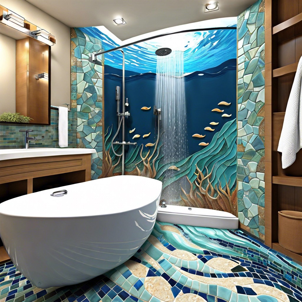 ocean wave mosaic tile