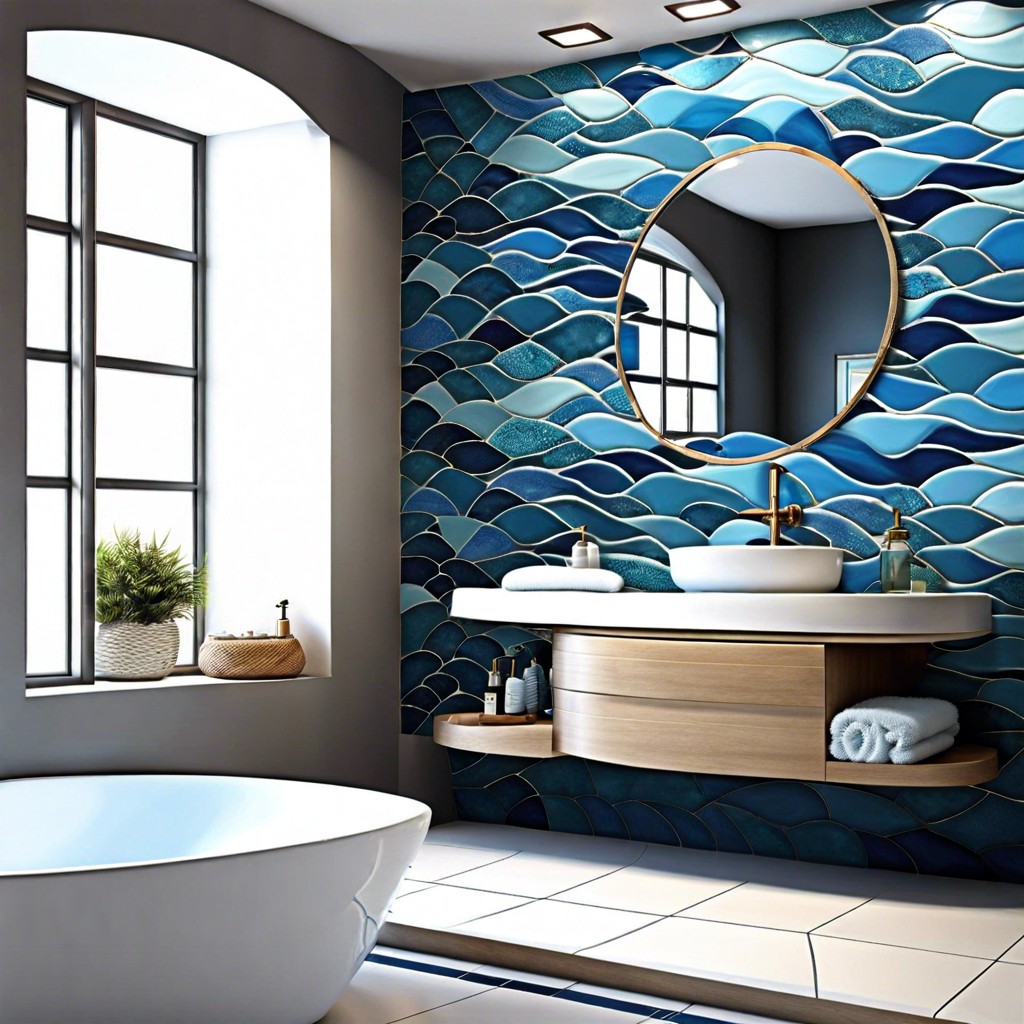 ocean wave mosaics blues in wave like patterns