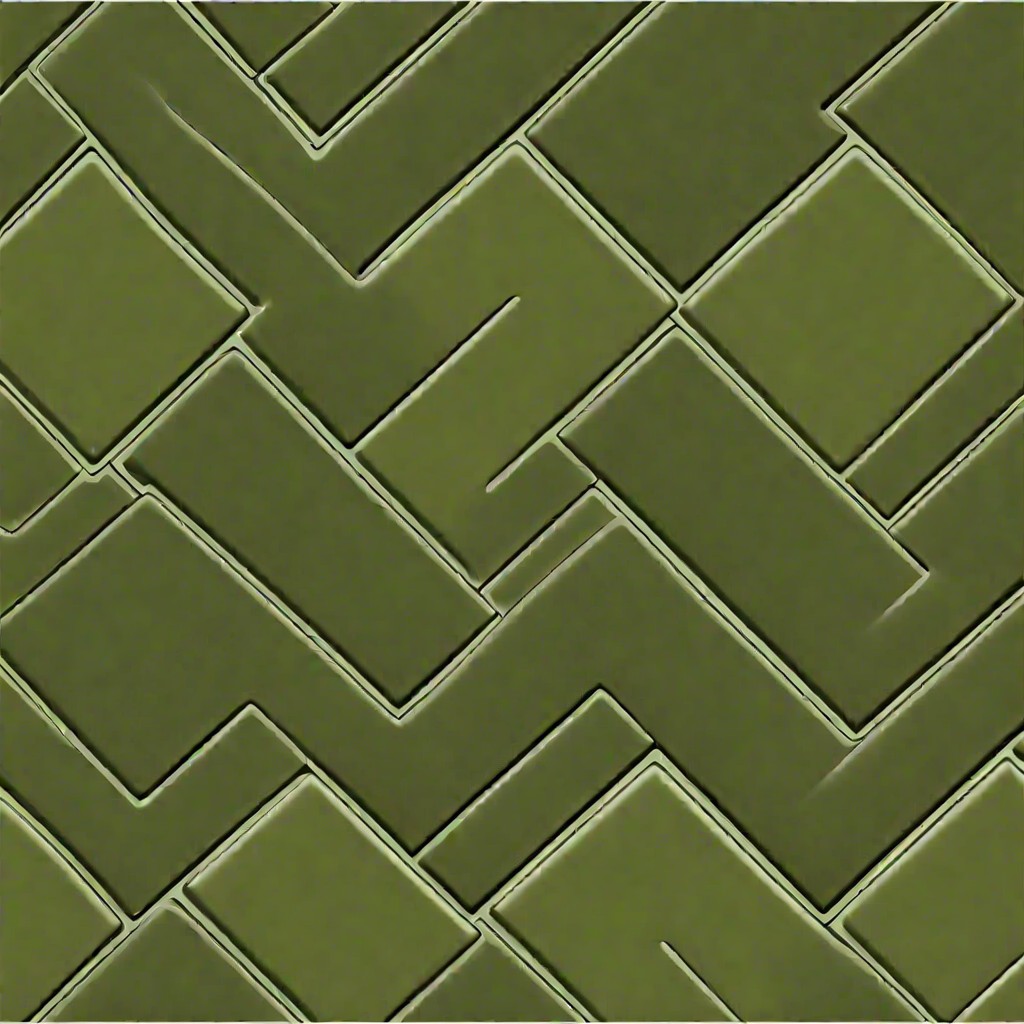 olive green tiles with a chevron layout