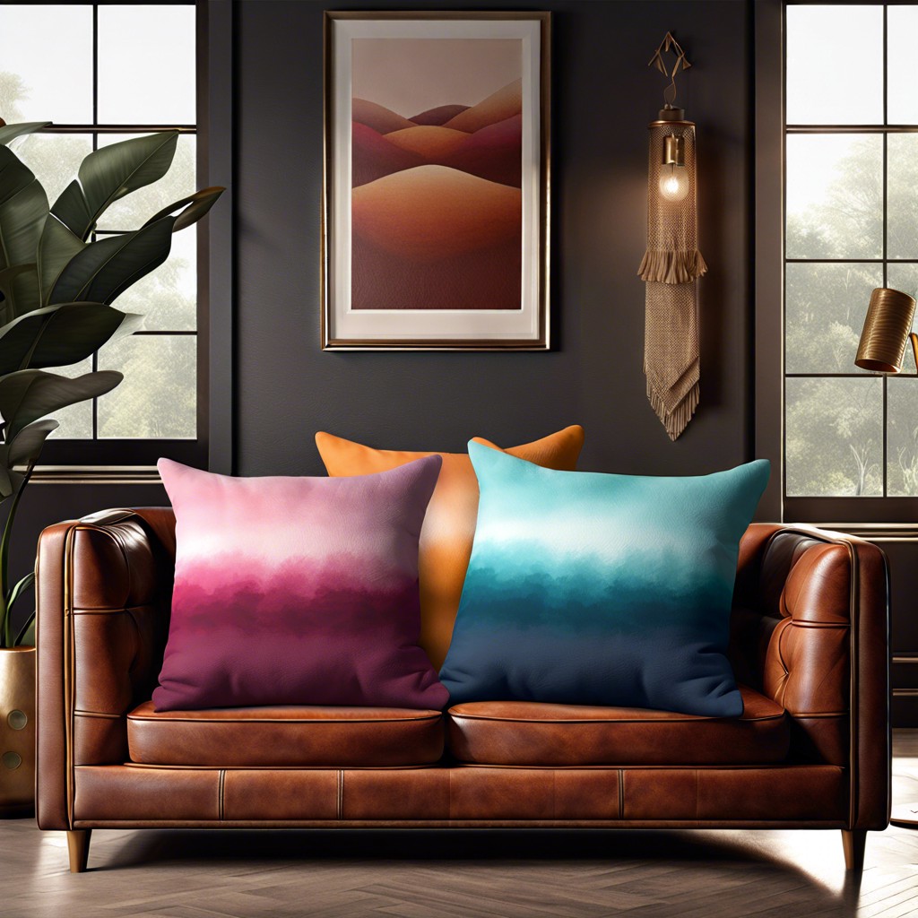 ombre dyed pillows