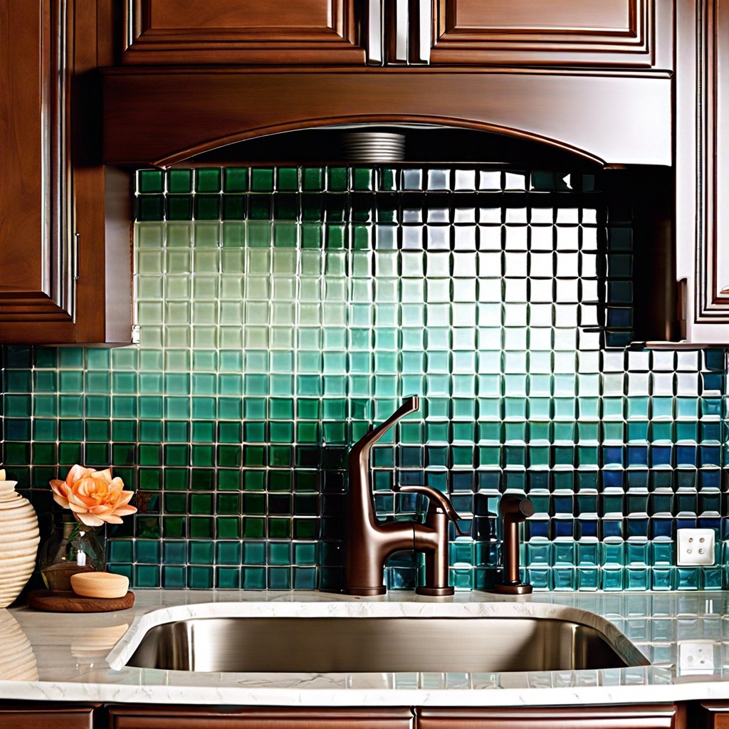 ombre glass tiles transitioning from dark to light