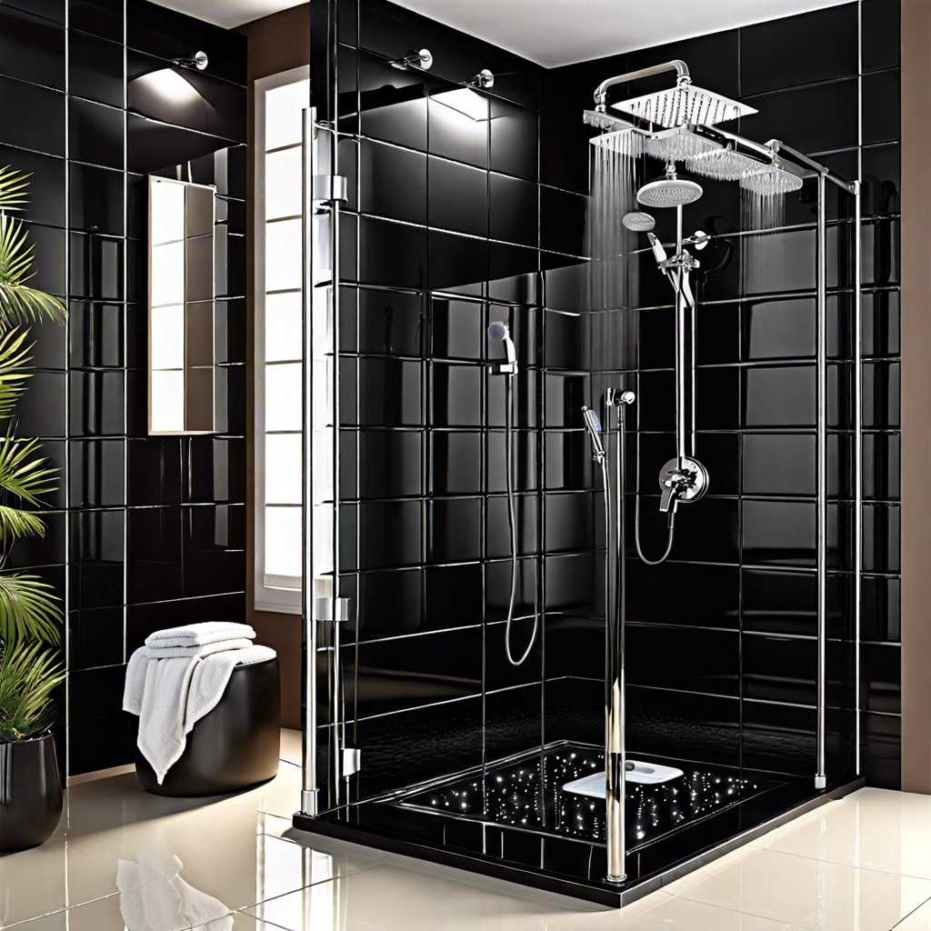 opulent obsidian all black glass tiles with a glossy finish