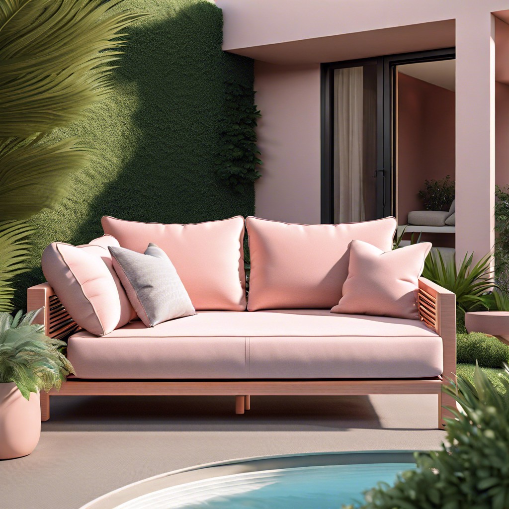 outdoor blush sofa with waterproof fabric
