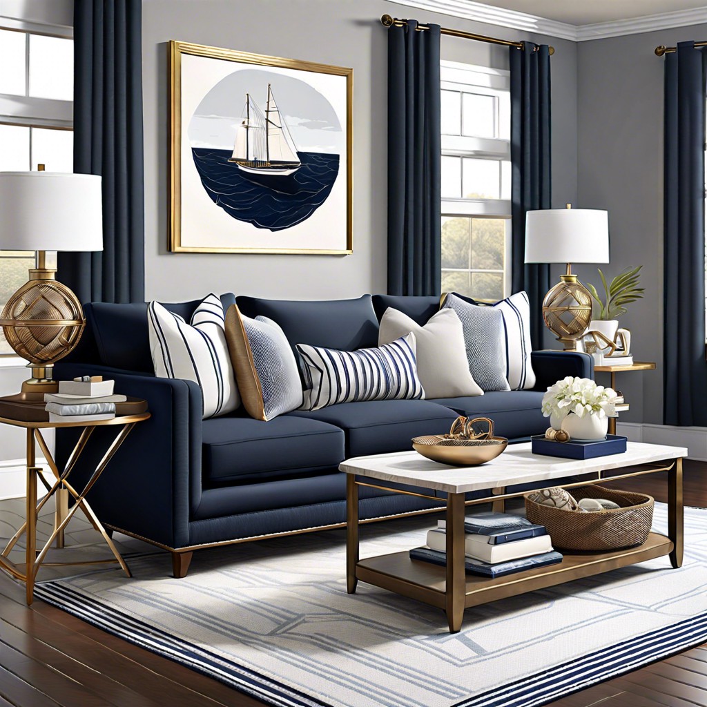 pair with navy blue accents and metallic finishes for a nautical vibe