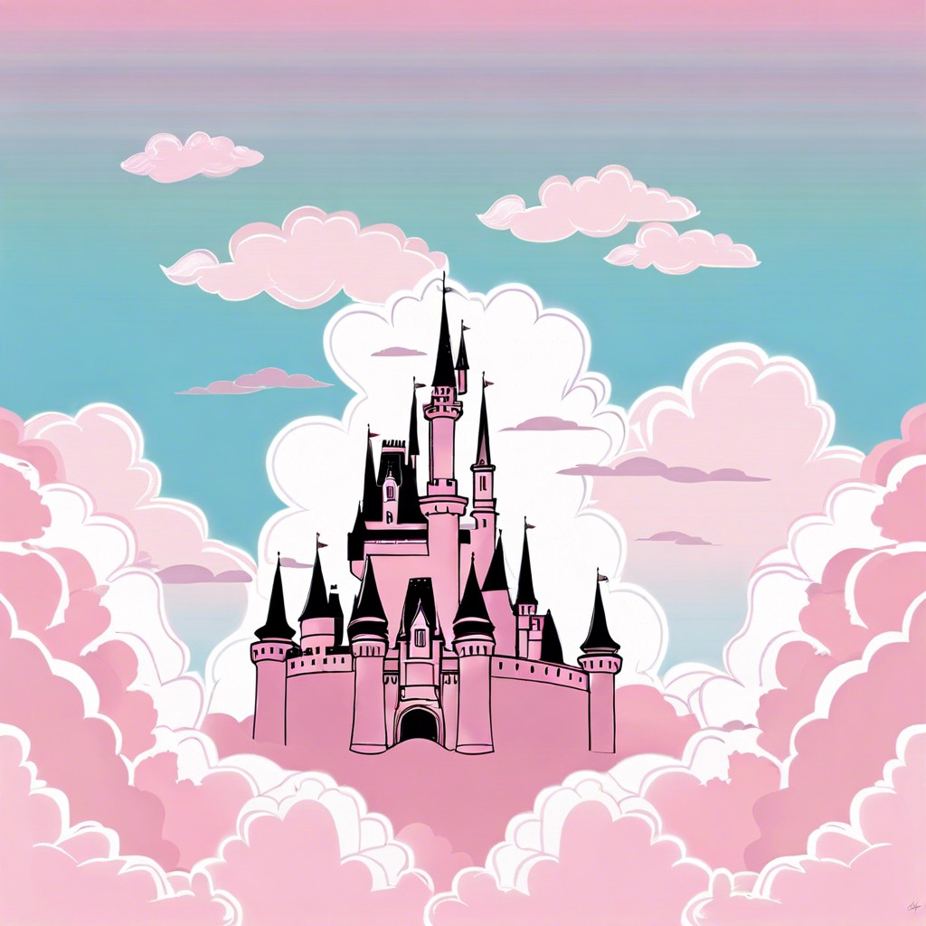 pastel clouds with speak now castle in the background